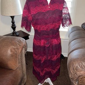 Banana republic lace dress purple and pink